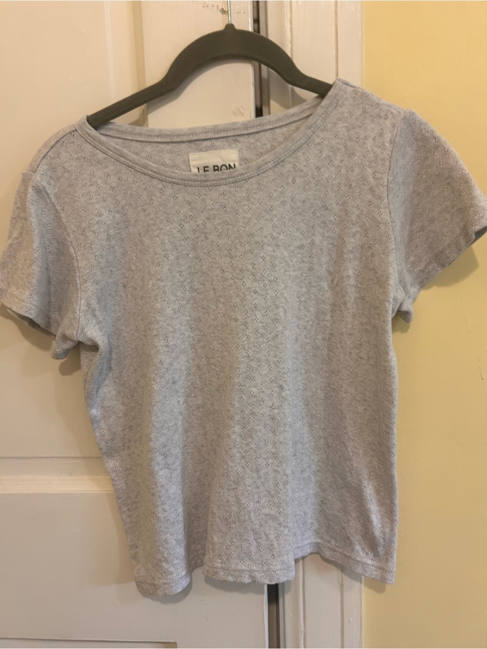 Le Bon Shoppe Gray Pointelle Cotton T-Shirt